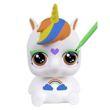 Imagem de Unicornio Para Colorir Brinquedo De Pintar Boneco Branco Em Vinil Maci