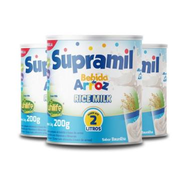 Imagem de Kit 3 Bebida de Arroz Kids Supramil Unilife 200g