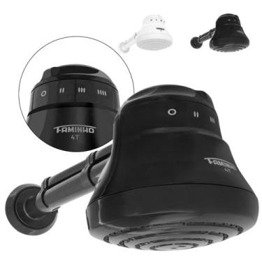 Imagem de Chuveiro Elétrico Ducha Faminho 4T Com Cano 30cm Fame, Preto, 110V