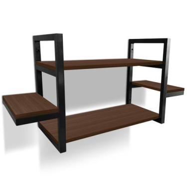 Imagem de Prateleira Dupla Cali Nicho De Parede Design Industrial Preta/Villandr