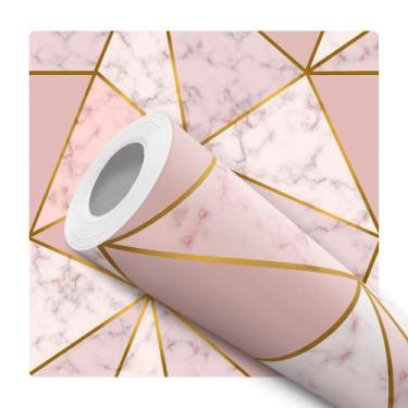 Imagem de Papel de Parede Vinílico Geométrico Mármore Rose Gold Sala Quarto 2m -
