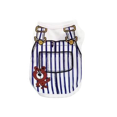 Imagem de Vavious Roupas para cães pequenos camiseta regata de verão azul marinho estampa refrescante menino cachorro camiseta sem mangas respirável para animais de estimação filhote de cachorro roupa de