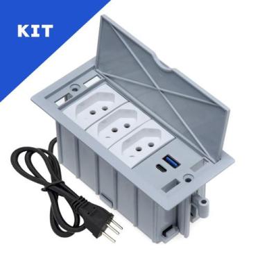 Imagem de Kit Caixas De Tomadas 4 Blocos Basculante 3 Tomadas 20A 2USB - CONNECT