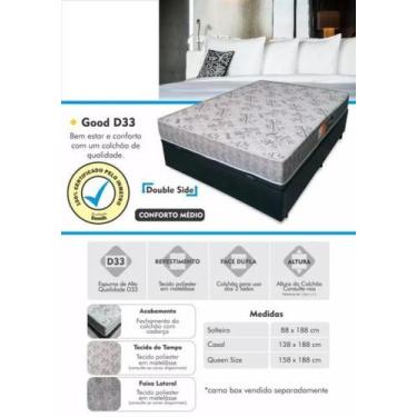 Imagem de Cama(Baú Casal+Colchão D33)Casal 138x188x20 Sintético Preto - Semik Co