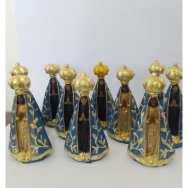 Imagem de Kit com 10 Imagem Estatueta Nossa Senhora Aparecida 10cm Resina Azul -