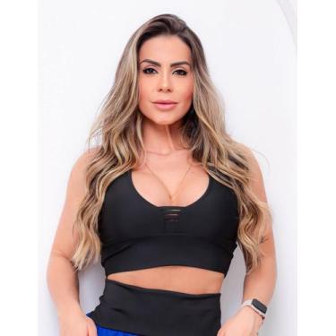 Imagem de Cropped Fitness Preto com Bojo Removível  - Fitmoda, G, Preto