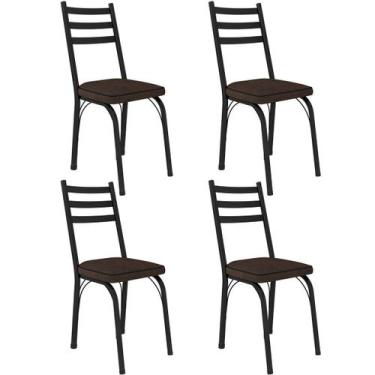 Imagem de Kit 4 Cadeiras para Cozinha Tubular D-13 Nara de Aço - Artefamol, Pret