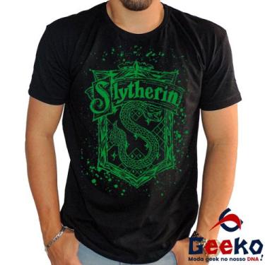 Imagem de Camiseta Sonserina 100% Algodão Harry Potter Slytherin Geeko, Preto go