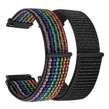 Imagem de Verbstel Substituição de tecido de nylon de liberação rápida ajustável para Samsung Gear S3/Galaxy Watch 46 mm (2019)/Galaxy Watch 3 de 45 mm masculino e feminino (22 mm, colorido/preto)
