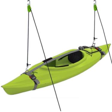 Imagem de Tie Boss Kayak Hanger, Cargo Ceiling Storage, Overhead Storage, Watercraft Garage Storage, Hoist System. Green