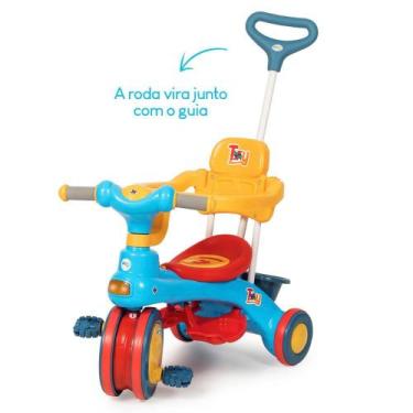 Imagem de Triciclo Motoca Totoca Infantil Com Haste e Barra de Proteção Removíve