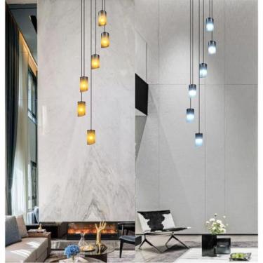 Imagem de Lustre para sala Cúpula Fumê 6 lâmpadas pé direito alto - Otago