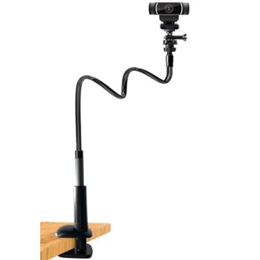 Imagem de Suporte de câmera para webcam de 76 cm, base grossa atualizada flexível pescoço de ganso suporte de câmera braçadeira de montagem para webcam Logitech C930e C930 C920 C922x C922 Brio 4K C925e C615