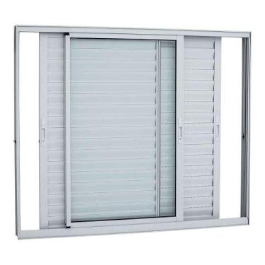 Imagem de Janela Veneziana em Alumínio 100 x 150 x 8,7 cm 3 Folhas Móveis Alumif