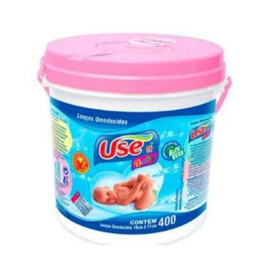 Imagem de Balde  Lenços Umedecidos Baby Com 400 Unidades Rosa - Use it