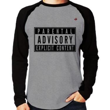 Imagem de Camiseta Raglan Parental Advisory: Explicit Content Manga Longa - Foca