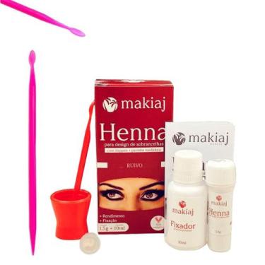 Imagem de Kit Henna Makiaj Com Fixador Sobrancelha Profissional e Palito Duplo D