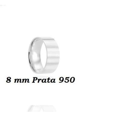 Imagem de Par Alianças Prata 950 Namoro ,Compromisso 8 mm Maciça