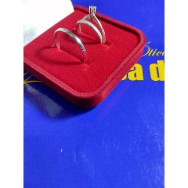 Imagem de Par de alianças prata 950 3 mm com anel solitário