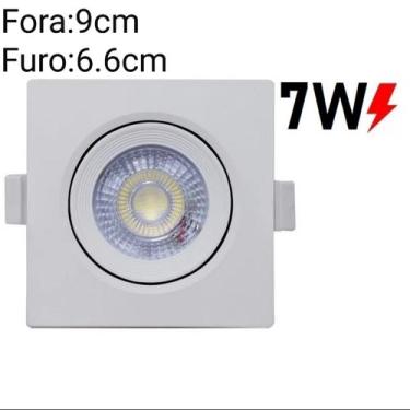 Imagem de kit de 10 Spot LED Embutir Direcionável Quadrado 7W Bivolt 6500K Branc