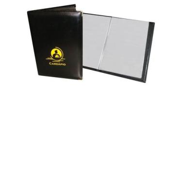 Imagem de 4 Pasta Cardápio Em material sintético Luxo Tamanho A4 Com 4 Bolsas - 