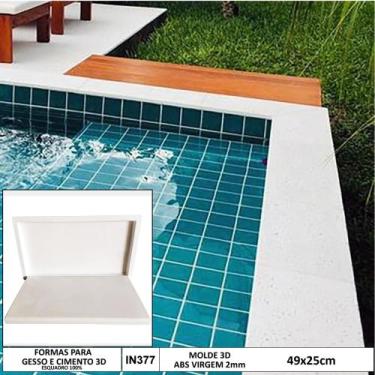 Imagem de Forma 3d Borda de Piscina Lisa Reta 49x25cm ABS 2mm Molde para cimento