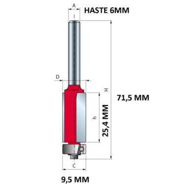 Imagem de Fresa Reta Paralela 2 Cortes 9,5X25,4Mm H06mm Freud 42-10006P com rola