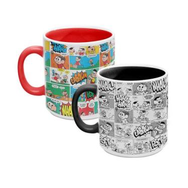 Imagem de Kit 2 Caneca Turma da Mônica Quadrinhos Preto e Colorida - Kathavento