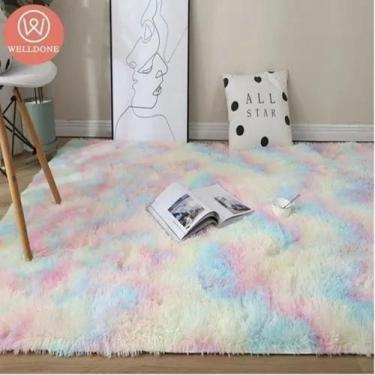 Imagem de Tapete De Sala Quarto Felpudo Peludo 1,40 X 1,00 tie dye - Claudia cas