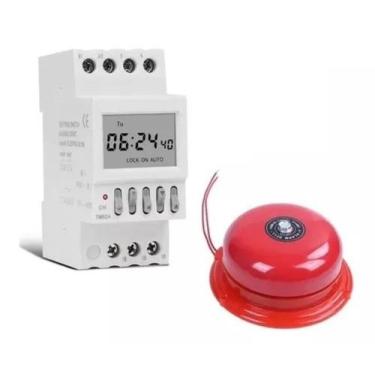 Imagem de Kit Timer Escolar Automatizador De Sirene + Campainha 220v - Taxnel