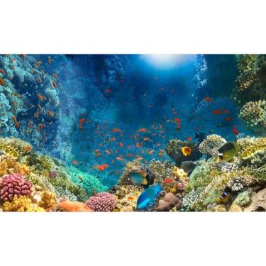 Imagem de Fundo de aquário sob o mar corais coloridos recifes vistas marinhas subaquáticas fundo de tanque de peixes oceano vidas paisagem terrário fundo peixes tropicais decoração de fundo de aquário 91 x 61