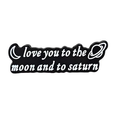 Imagem de Ficsowy Broche de esmalte Love You To The Moon And Saturn, presente de namorada para amante de confissão, adequado para mochila, chapéu, roupas, Medium, Zinco, Sem Pedra Preciosa