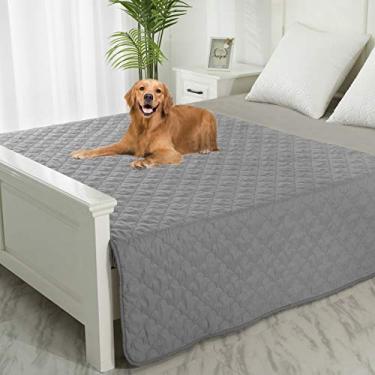 Imagem de SPXTEX Capa de cama de cachorro lavável, cobertores de cachorro para cachorro, cachorro grande, gato, trocador reversível, reutilizável, 1 peça (208 x 259 cm, bege + cinza)
