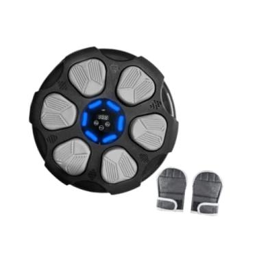 Imagem de Dynwave Máquina de boxe musical eletrônico, alvo de parede com luz, treinador de boxe montado na parede, almofada de perfuração para esportes, academia em, Grayblack Tem Luvas