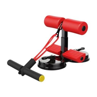 Imagem de Vaveren Suporte de chão para aparelho de assistência de barra de abdominais com ventosas duplas Máquina de abdominais Altura ajustável Barra de abdominais, Vermelho