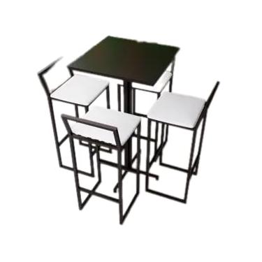 Imagem de Conjunto Mesa Alta Bar Bistrô Quadrada Preta 4 Banquetas Confort Estofado Industrial Black (LACA BRANCA)