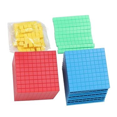 Imagem de Conjunto de Blocos de Base Dez, Manipuladores de Cubos Matemáticos para Aprendizagem Interativa, Kit de Sala de Aula de Plástico Com Base Dez Blocos