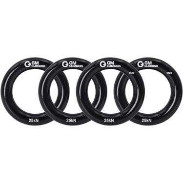 Imagem de GM CLIMBING Anel de rapel grande preto 25kN para escalada arborista resgate slackline rede pacote com 4