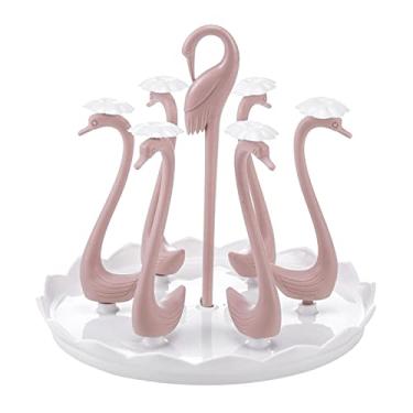 Imagem de Suporte de Copo de Cisne Com Bandeja de Gotejamento Rotativa, Suporte de Escorredor de Copo Giratório de Plástico para Cozinha Doméstica, Rack de Secador de Caneca Com Bandeja de