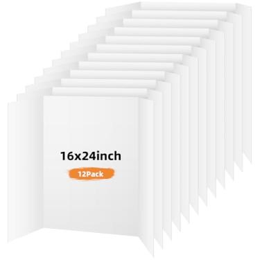 Imagem de Somime Pacote com 12 quadros de pôster com três dobras, quadro de apresentação branco de 40,6 x 61 cm, quadro de exibição portátil para feira de ciências, projetos de bricolagem escolar e exposições