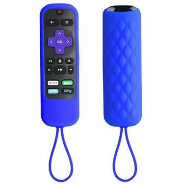 Imagem de Capa remota para TCL Roku/Hisense Roku/Roku Streaming Stick+/Insignia Roku TV (2016-2019) – Capa de silicone Roku para controle remoto de voz Roku Smart TV Voice Remote Skin – Azul escuro
