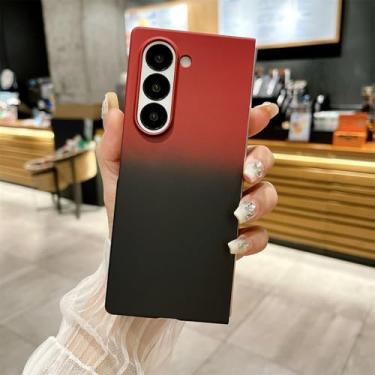 Imagem de Capa de telefone ultrafina fosca gradiente para PC para Samsung Z Fold 6 5 4 5G Fold6 ZFold6 Skin Feel Frosted Shockproof Protection Cover, vermelho preto, para Galaxy Z Fold 6