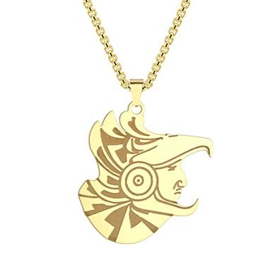 Imagem de Chereda Colar masculino com pingente de guerreiro águia asteca, aço inoxidável, punk, joia antiga, servo do sol, deus do sol, colar masculino, Aço inoxidável, Sem Pedra Preciosa
