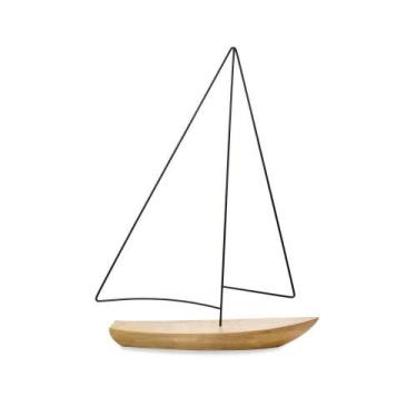 Imagem de Escultura Barco Em Poliresina Madeira 40x30x7 - DROSSI