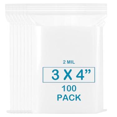 Imagem de pikdmin 3''X 4'' (Pacote Com 100) Sacos Plásticos Pequenos Com Zíper Transparente E Fecho De Correr Com 2 Mil De Espessura E Fecho De Correr Com Fecho De Correr Para Fotos, Joias, Padaria, Guloseima