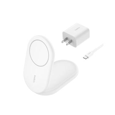 Imagem de Belkin Carregador MagSafe compatível, BoostCharge Suporte magnético dobrável sem fio 15W - Carregador sem fio certificado Qi2 para iPhone 15, 14 e 13 séries, pronto para modo standy, PSU incluído -