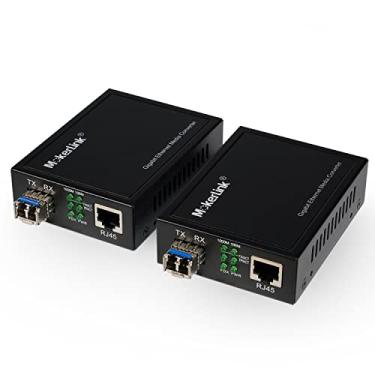 Imagem de MokerLink Conversor Gigabit Sfp Para Rj45, Um Par De 2 Unidades De Conversor De Mídia De Fibra Monomodo Para Ethernet, Porta Rj45 De 10/100/1000 Mbps, Módulo Sfp 1000Base-Lx 1310 Nm Até 20 Km