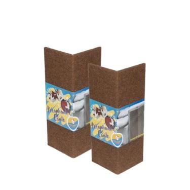 Imagem de Arranhador de Canto para Gatos em Madeira e Carpete - Protetor Resistente para Sofás, Móveis e Cama Box - Mantém Seu Pet Feliz e Seu Espaço Protegido (Marrom, 2 Unidade)