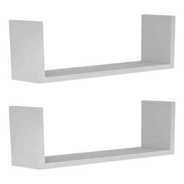 Imagem de Kit 2 Prateleiras Nicho U 54x10x15 Livros Decoração - Branco