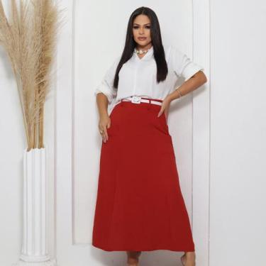 Imagem de Saia Longa Luana Moda Cristã Sofisticada - Vilma Valentti, M, Terra co